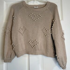 Storia Pullover Women’s Heart Pom Pom Sweater